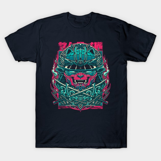 Cyber Samurai Cat T-Shirt by StudioM6